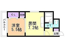 ルーブル16 1DKの間取図画像