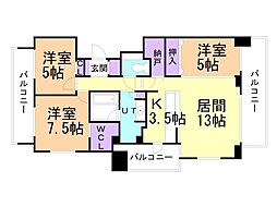 ブランズ円山北6条 3LDKの間取図画像