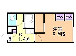 レオパレス藻 1Kの間取図画像