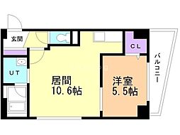 ハイドパーク 1LDKの間取図画像