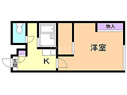レオパレスフローラ 1Kの間取図画像