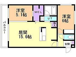 Ciliegio円山 2LDKの間取図画像