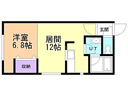 エクセルハウスサウスエイト 1LDKの間取図画像