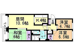 コープ野村山鼻 3LDKの間取図画像