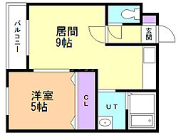 グランディール南五条 1LDKの間取図画像