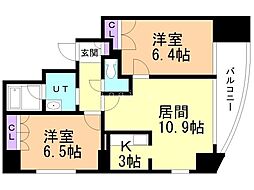 Aden宮の森 2LDKの間取図画像
