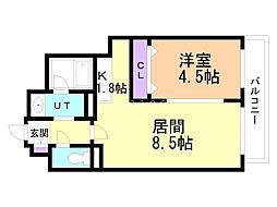 レジディア南一条イースト 1LDKの間取図画像