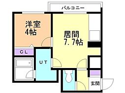 クオーレ 1DKの間取図画像