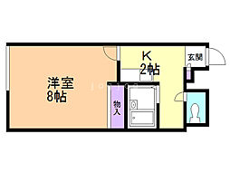 レオパレスメゾン山鼻 1Kの間取図画像