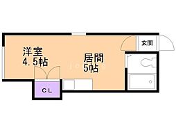 リバティーインハイム 1DKの間取図画像