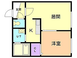 クーデクール北円山 1LDKの間取図画像