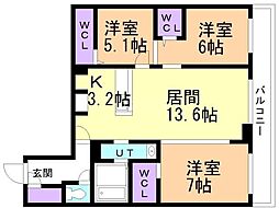 CARRERA行啓通 3LDKの間取図画像