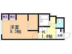 レオパレスシャルム北6条 1Kの間取図画像