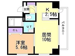 プリズムビラ 1LDKの間取図画像