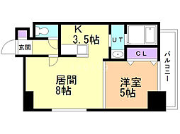ツバキガーデン 1LDKの間取図画像
