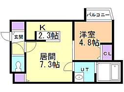 ブランシャールチェレステ鳥居前 1LDKの間取図画像