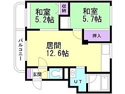 ハイツ奥野 2LDKの間取図画像