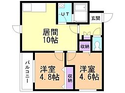 プロヴィデンス山鼻 2LDKの間取図画像