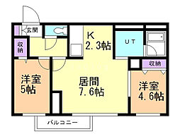 プランドール桑園 2LDKの間取図画像