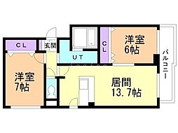 サウスルミナーレ 2LDKの間取図画像
