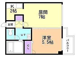 グランカーサ南11条 1LDKの間取図画像