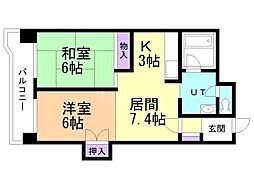 アートサイドテラス 2LDKの間取図画像