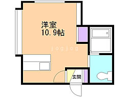 エスコート山鼻公園 ワンルームの間取図画像