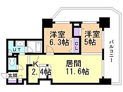 PRIMEURBAN札幌リバーフロント 2LDKの間取図画像