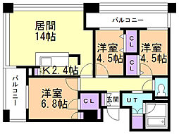 ラフィネタワー札幌南3条 3LDKの間取図画像