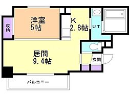 ユーコート大通西13 1LDKの間取図画像