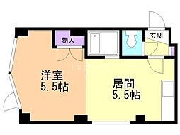 メゾン・ド・ボワール5円山 1DKの間取図画像