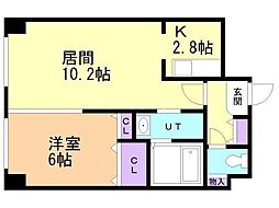 パークヒルズ山鼻 1LDKの間取図画像