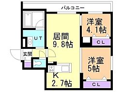 札幌市中央区北八条西24丁目マンション 2LDKの間取図画像