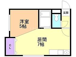 Wood611 1DKの間取図画像