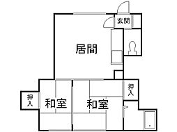 コーポ幸来 2DKの間取図画像