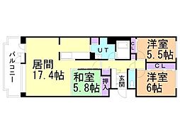 パーソナルステージ中島公園グレイス 3LDKの間取図画像