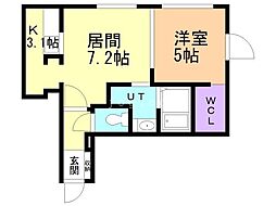 リベルテスクアーズ七番館 1LDKの間取図画像