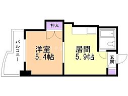 サウスフォー1 1DKの間取図画像