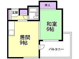 ホワイトテム 1LDKの間取図画像