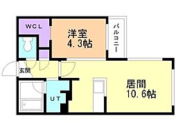 札幌市中央区北三条西30丁目マンション 1LDKの間取図画像