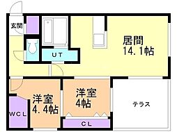 札幌市中央区北三条西30丁目マンション 2LDKの間取図画像
