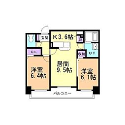 ミカーレ・トーゲン 2LDKの間取図画像