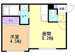 リヴィエールS10 1LDKの間取図画像