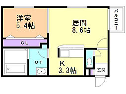 ange-sentier 1LDKの間取図画像