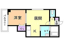 第三北美マンション 1DKの間取図画像