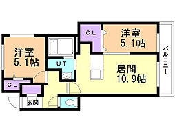 フォレストヒルズNE44 2LDKの間取図画像