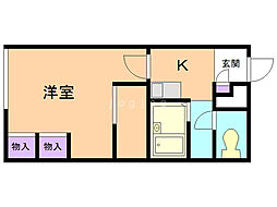 レオパレスソレイユ伏見 1Kの間取図画像