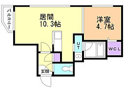 NORDESTAアサヒガオカ 1LDKの間取図画像