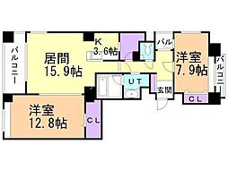 クレステージS6W12タワー 2LDKの間取図画像