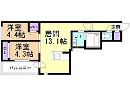 DIOCLASIS南6条 2LDKの間取図画像